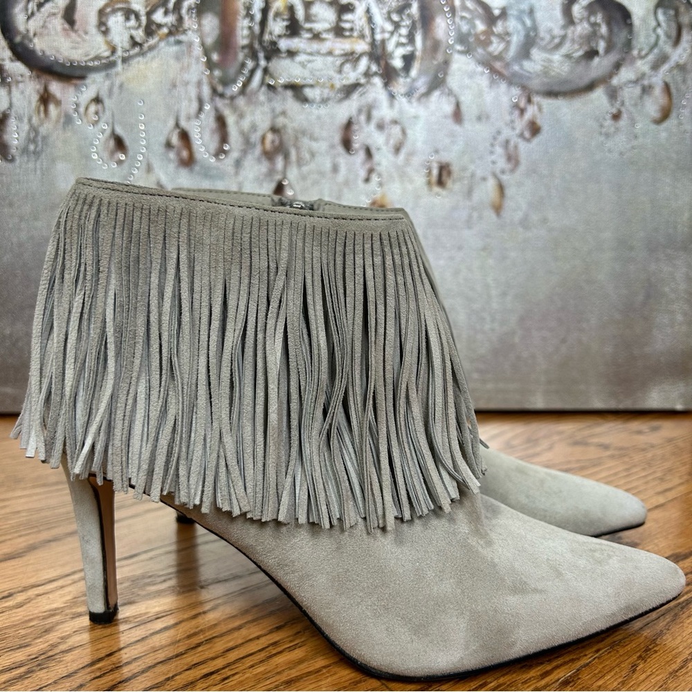Sam Edelman | Kandice Fringe Stiletto Pointed Toe Suede Booties Size 6